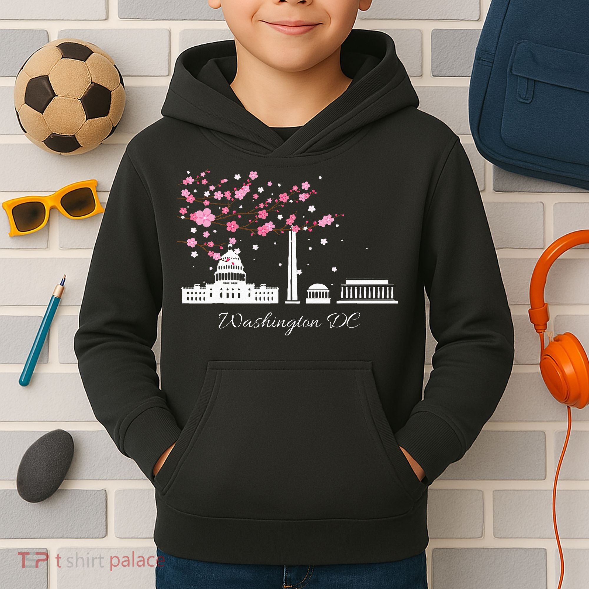 Washington Dc Cherry Blossoms Monuments Memorial Kids Hoodie