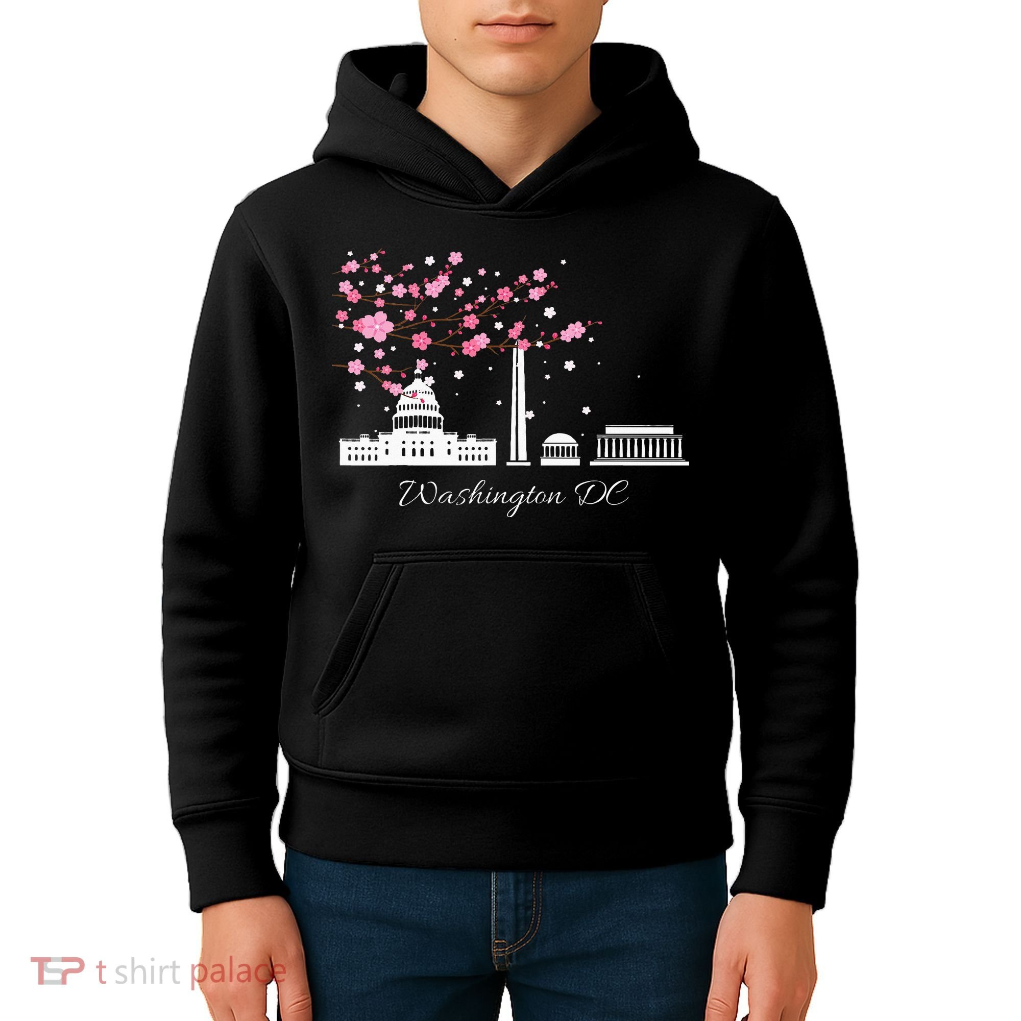 Washington Dc Cherry Blossoms Monuments Memorial Kids Hoodie