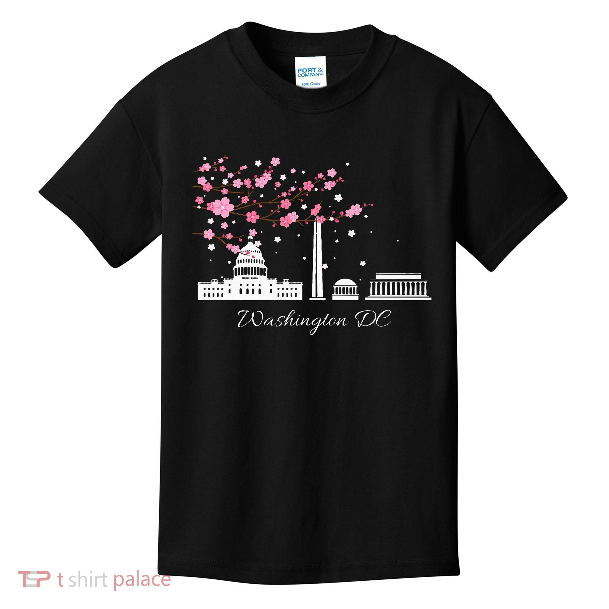Washington Dc Cherry Blossoms Monuments Memorial Kids T-Shirt