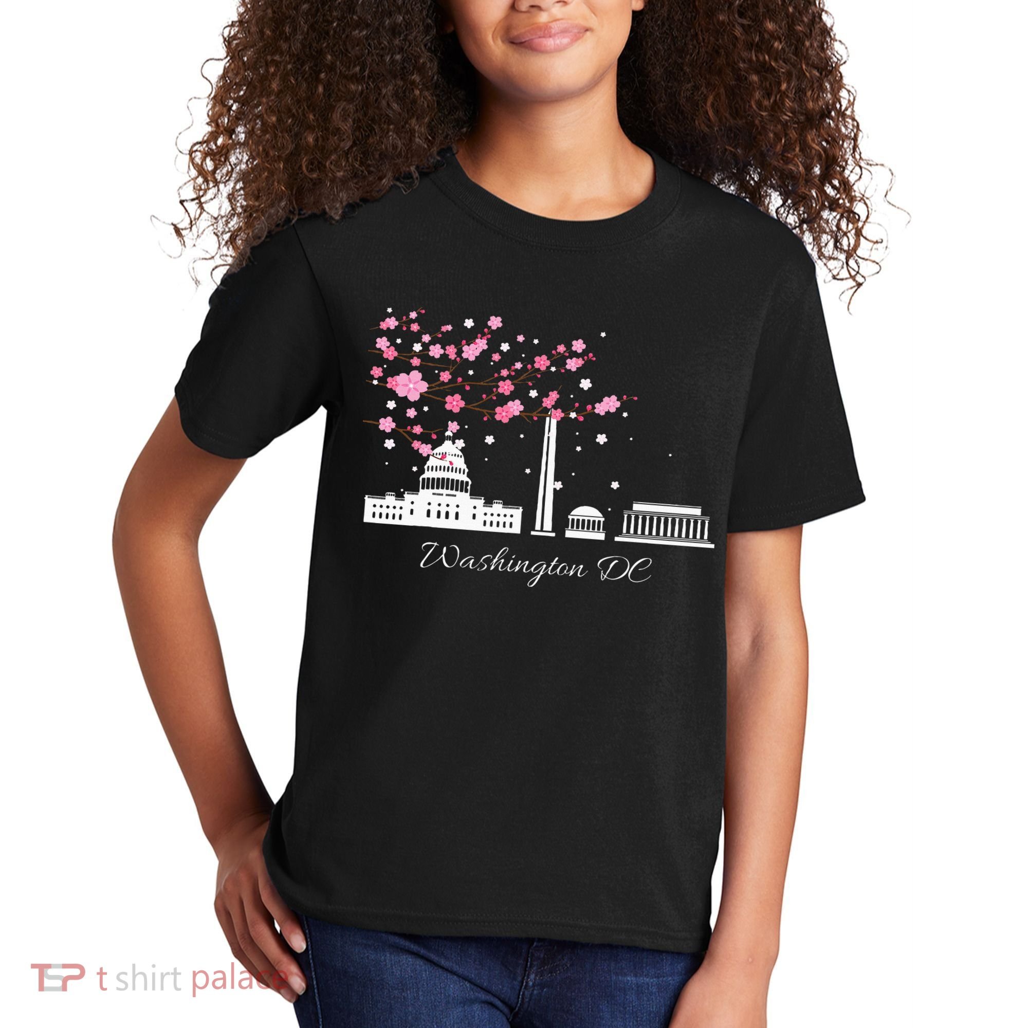 Washington Dc Cherry Blossoms Monuments Memorial Kids T-Shirt