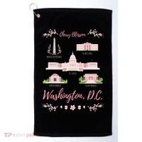 Washington Dc Cherry Blossom Monument Golf Towel thumb 0