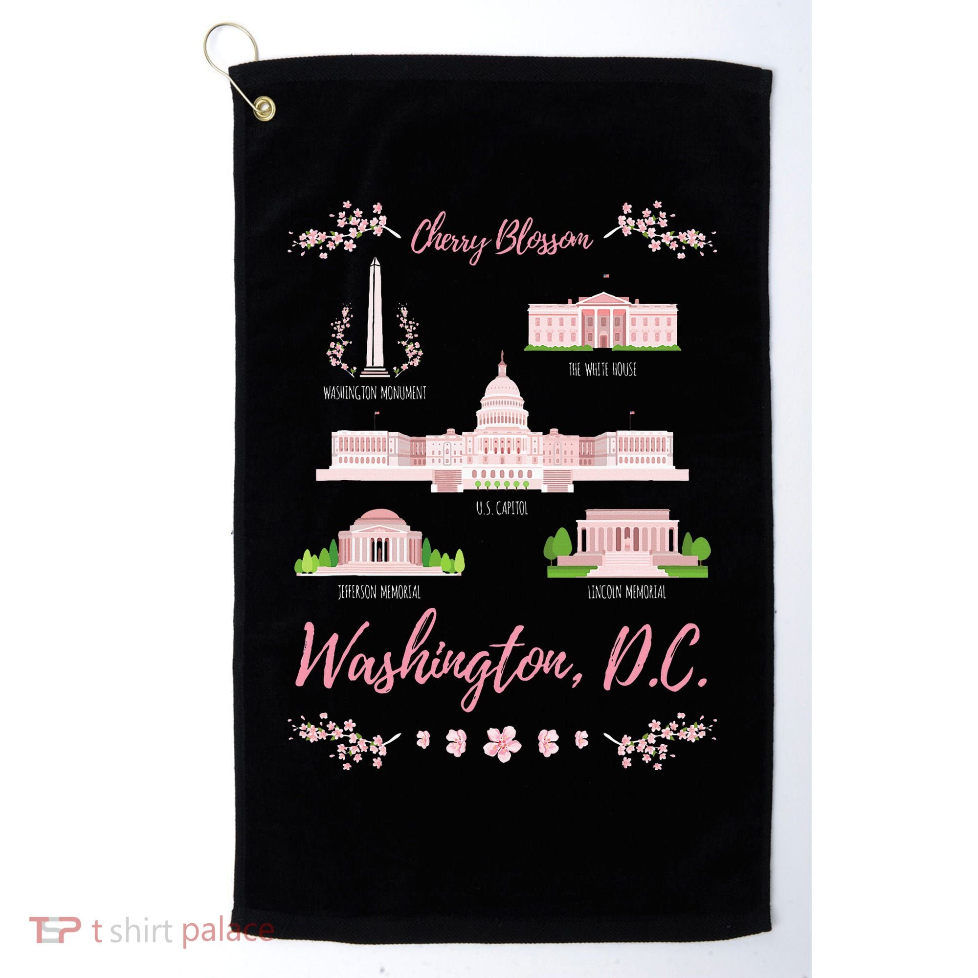 Washington Dc Cherry Blossom Monument Golf Towel