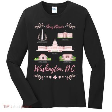 Washington Dc Cherry Blossom Monument Women's Long Sleeve Shirt