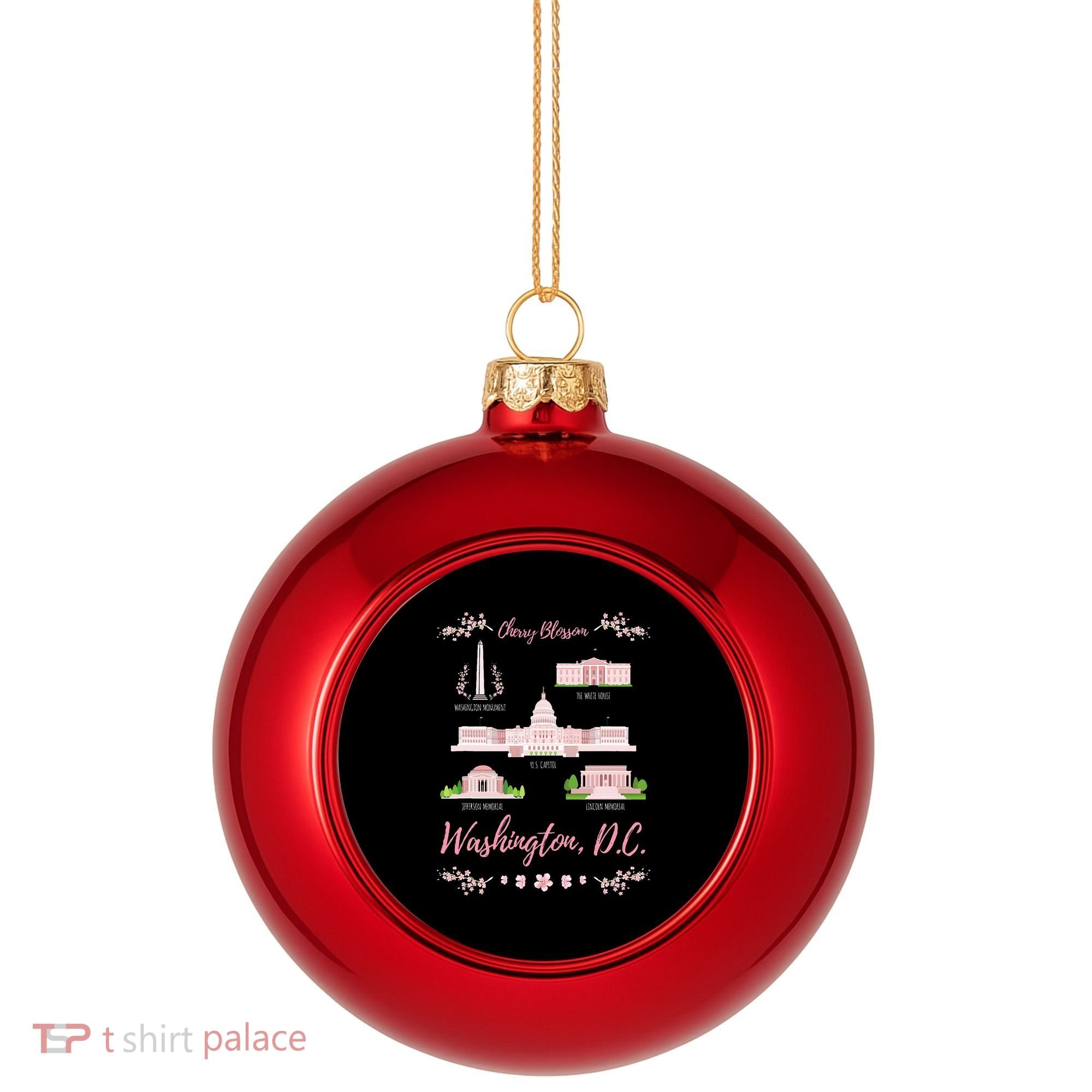 Washington Dc Cherry Blossom Monument Plastic Christmas Ball Ornament