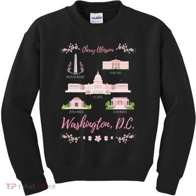 Washington Dc Cherry Blossom Monument Kids Sweatshirt