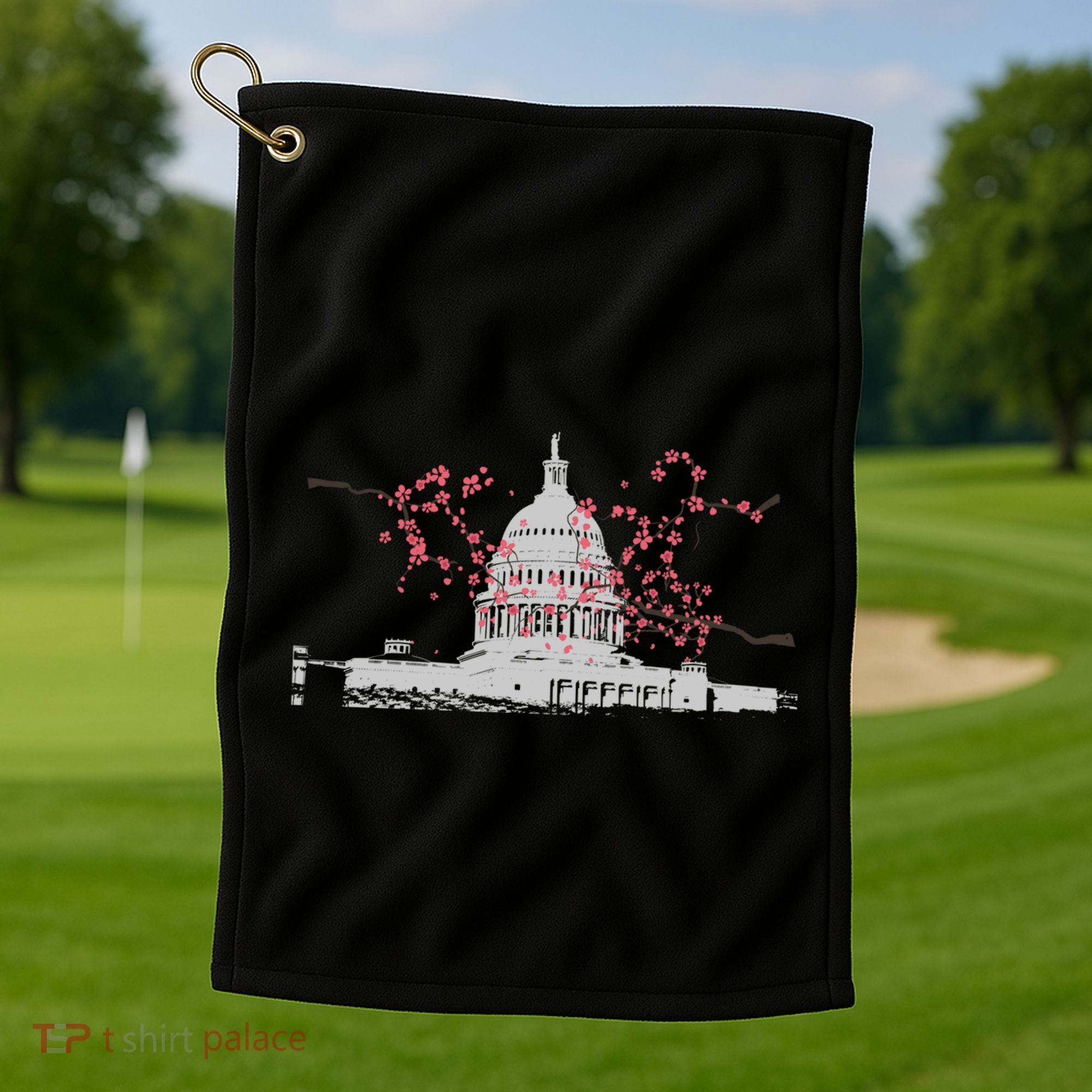 Washington Dc Capitol Hill Usa Souvenir Cherry Blossoms Gift Golf Towel