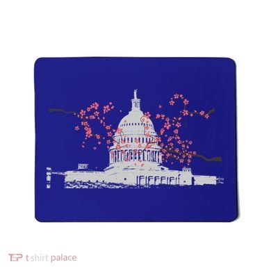 Washington Dc Capitol Hill Usa Souvenir Cherry Blossoms Gift Mousepad