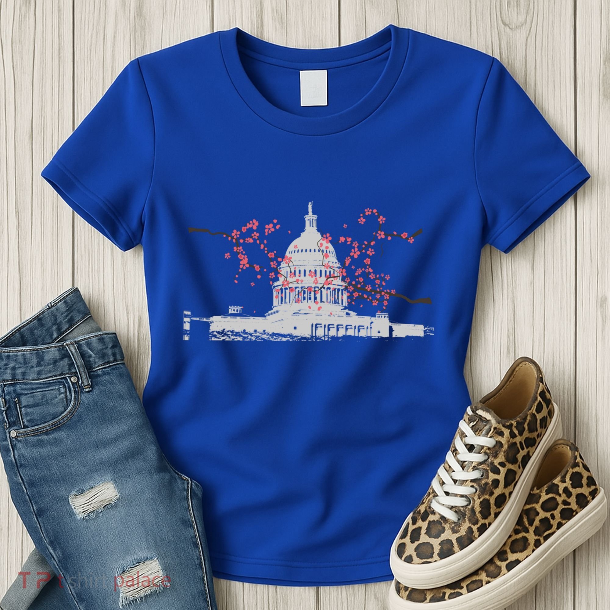 Washington Dc Capitol Hill Usa Souvenir Cherry Blossoms Gift Women's T-Shirt