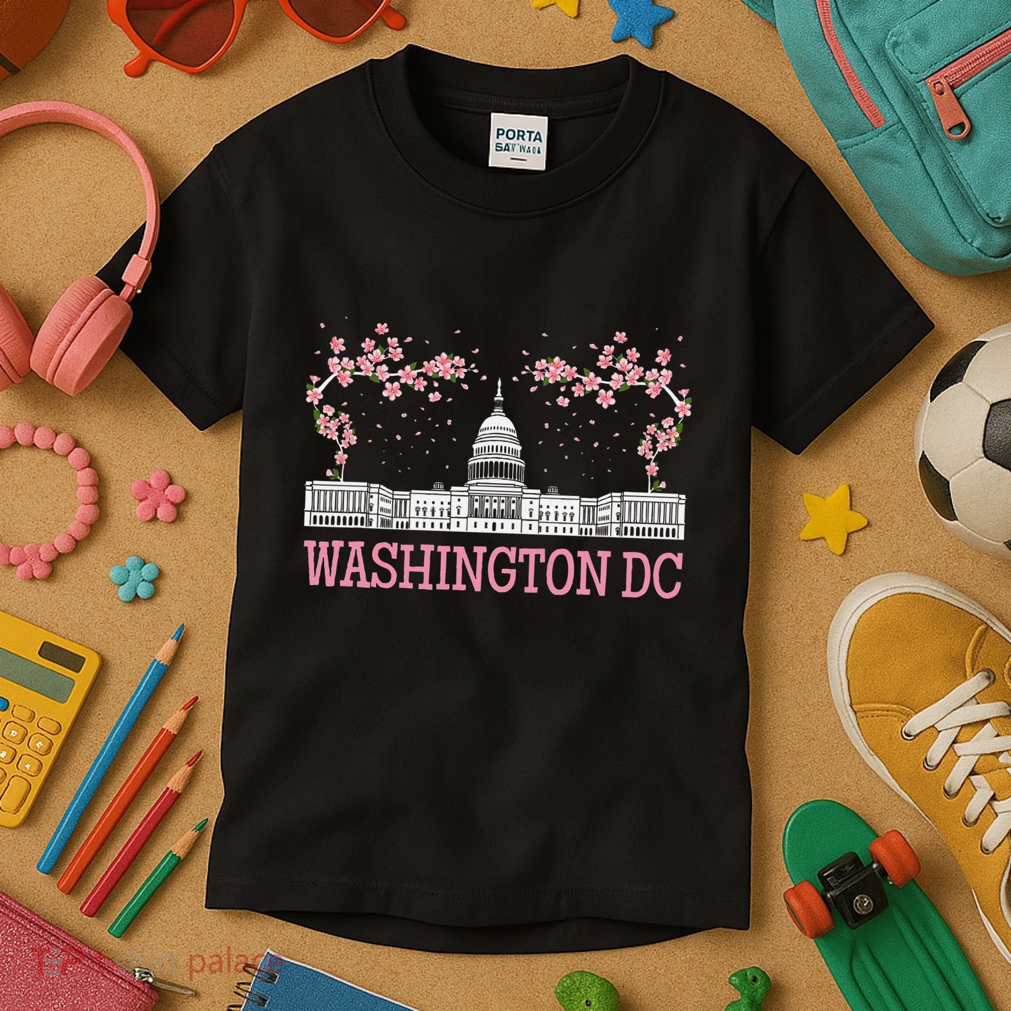 Washington Dc Cherry Blossom Monument Kids T-Shirt