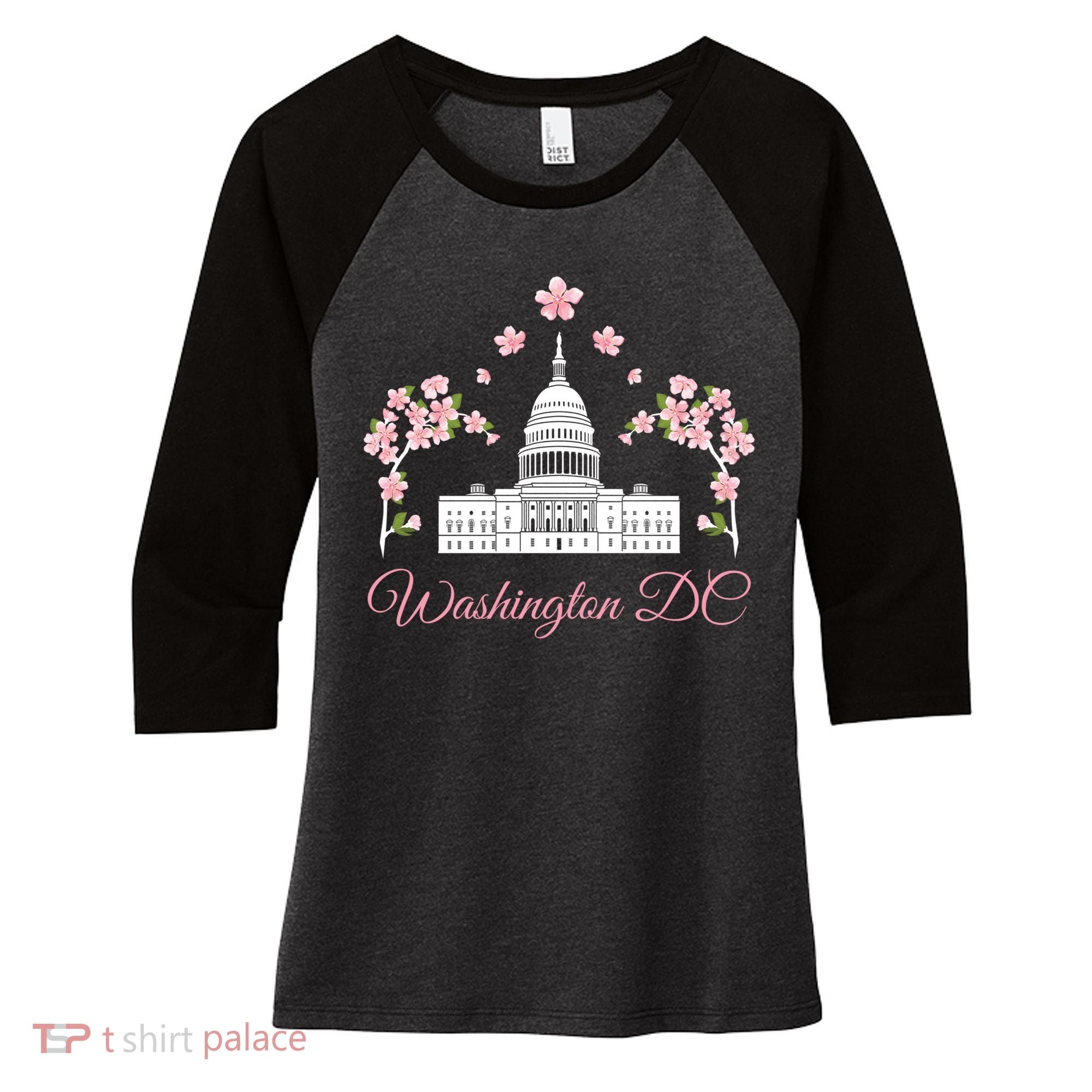 Washington Dc Cherry Blossom Gift Women's Tri-Blend 3/4-Sleeve Raglan Shirt
