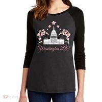 Washington Dc Cherry Blossom Gift Women's Tri-Blend 3/4-Sleeve Raglan Shirt thumb 2