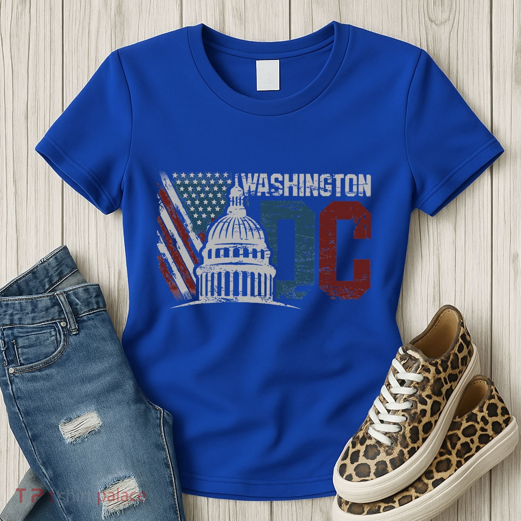 Washington Dc Capitol Hill Usa Flag Souvenir Women's T-Shirt