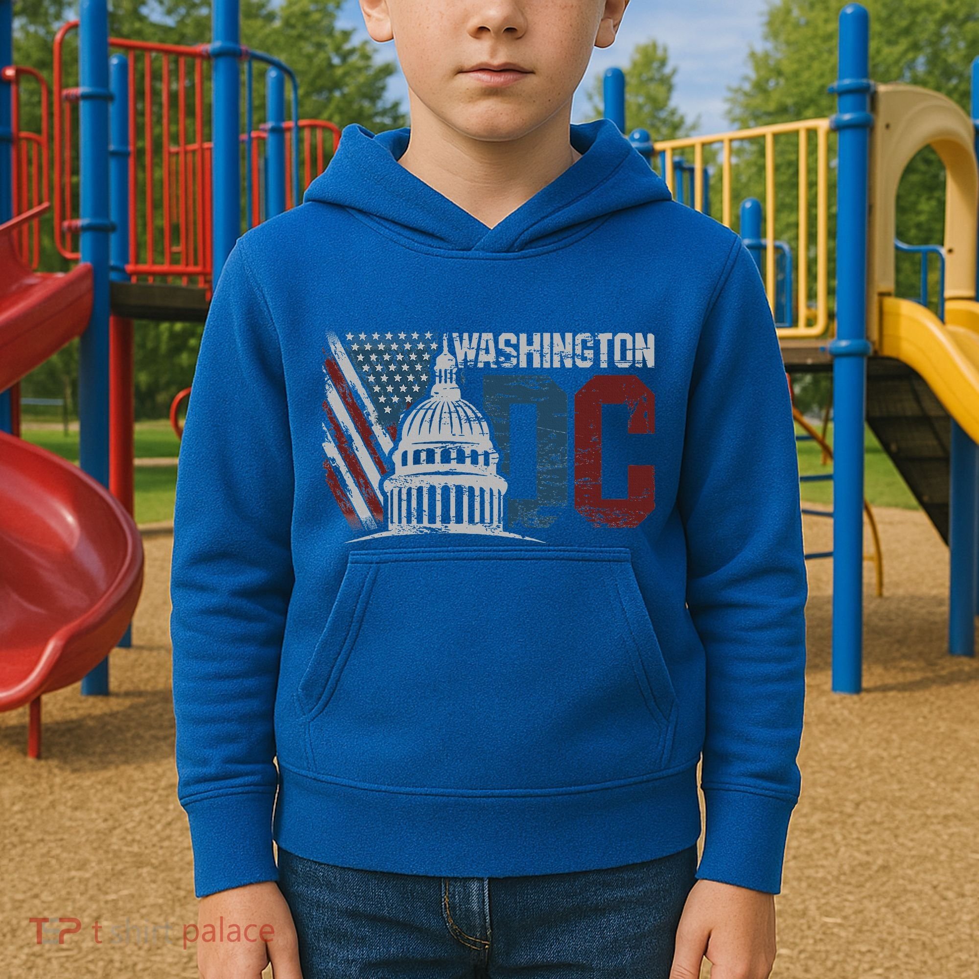 Washington Dc Capitol Hill Usa Flag Souvenir Kids Hoodie