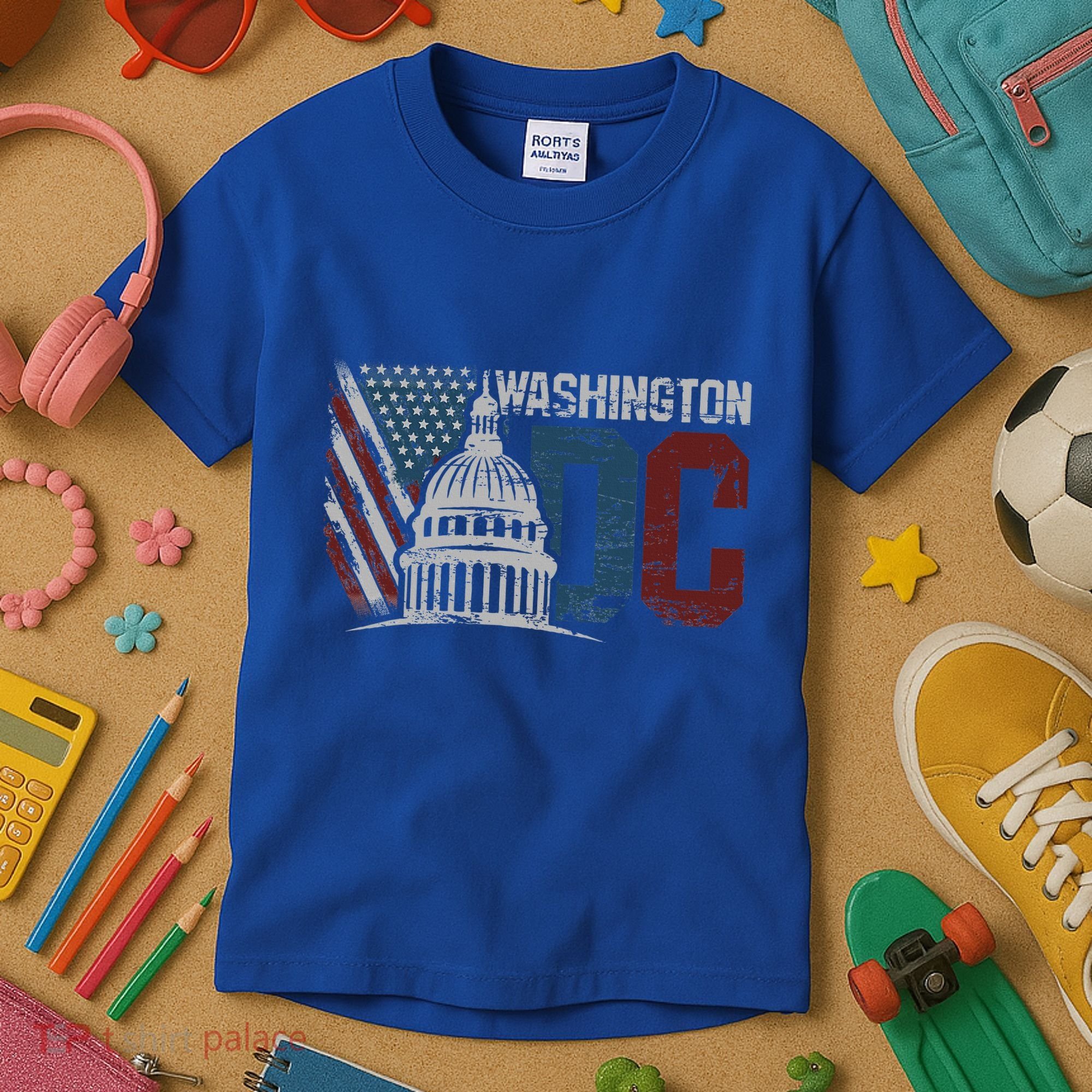 Washington Dc Capitol Hill Usa Flag Souvenir Kids T-Shirt