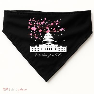 Washington Dc Capitol Building Cherry Blossoms USA-Made Doggie Bandana