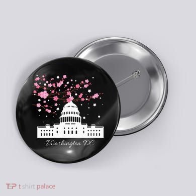 Washington Dc Capitol Building Cherry Blossoms Button