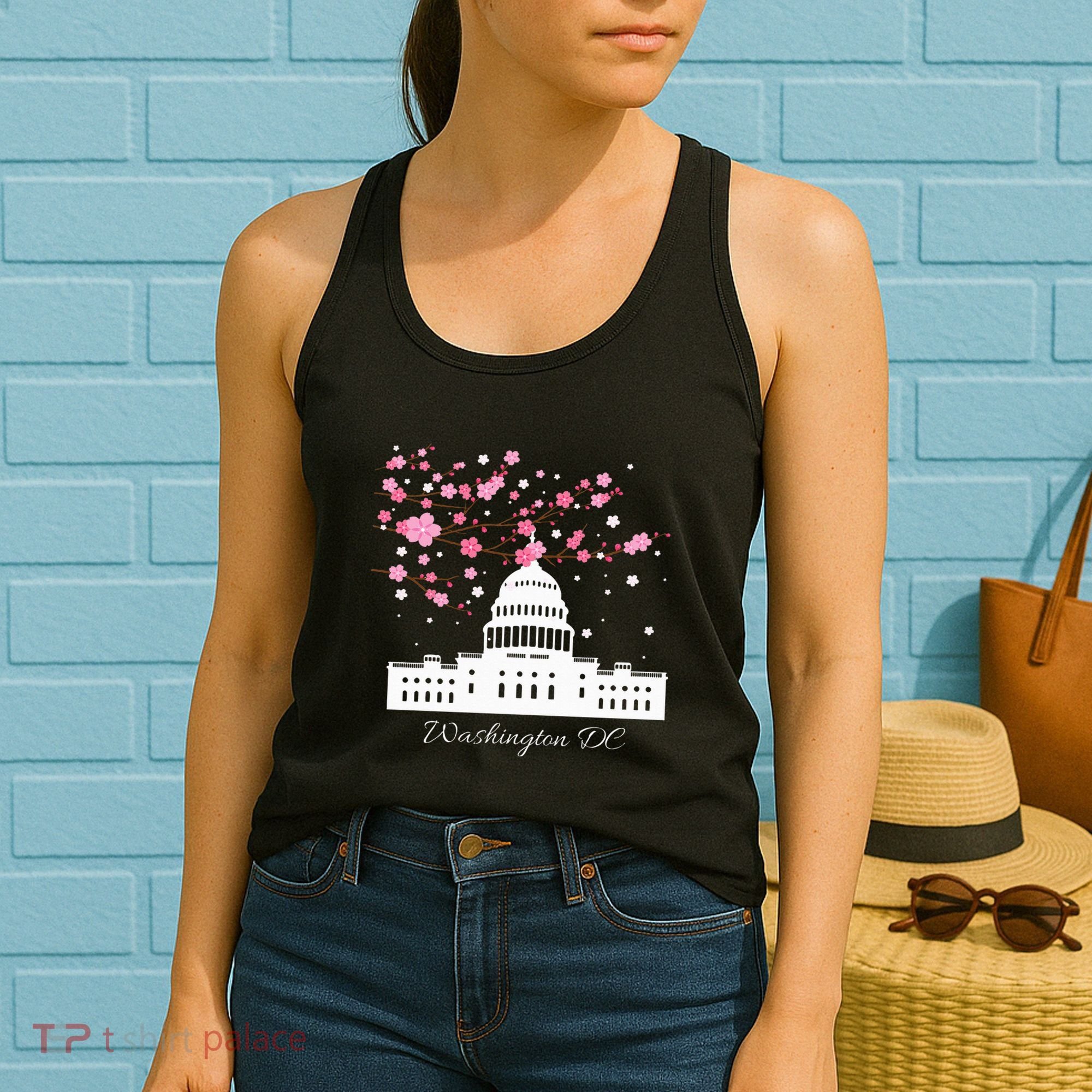 Washington Dc Capitol Building Cherry Blossoms Women's Tank Top