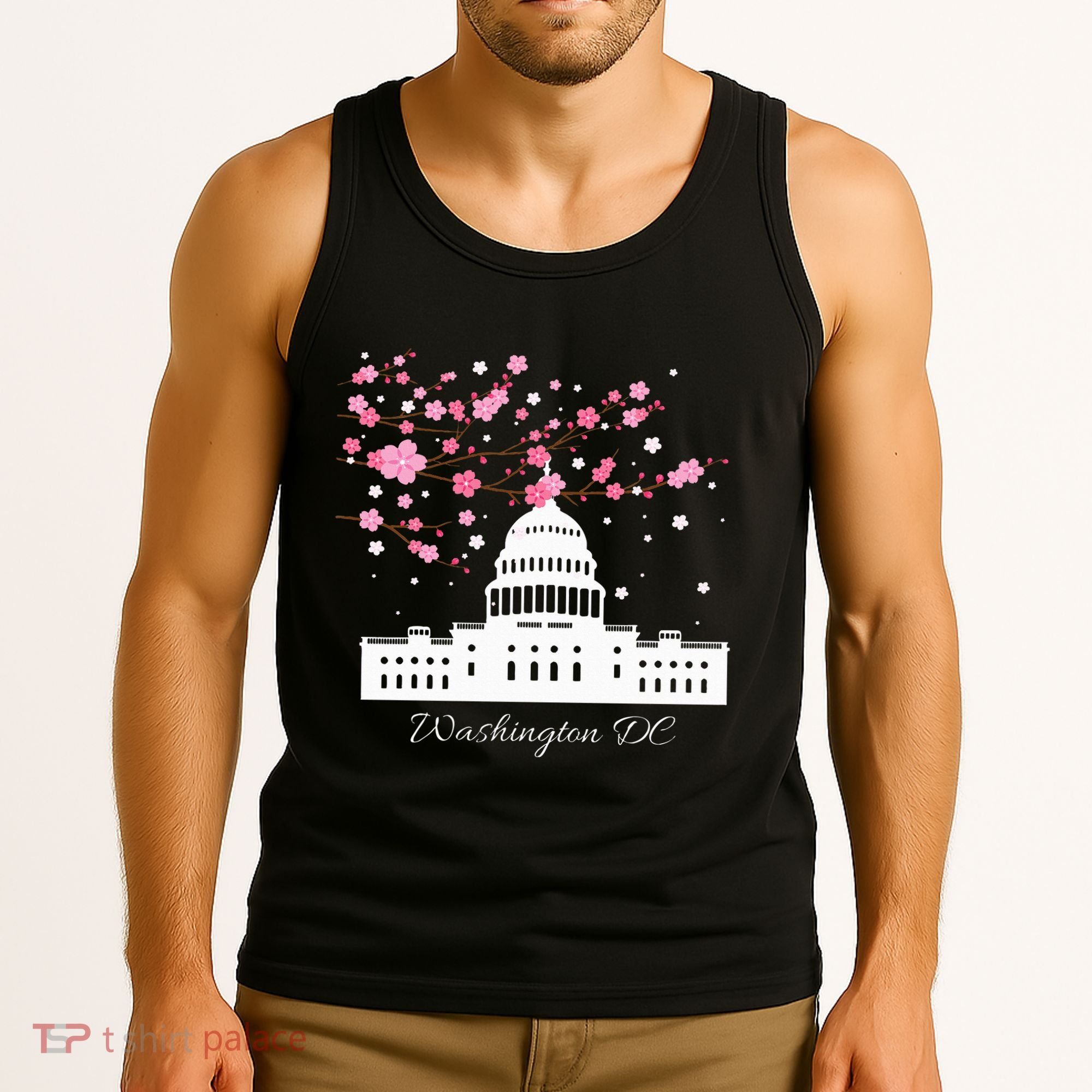 Washington Dc Capitol Building Cherry Blossoms Tank Top