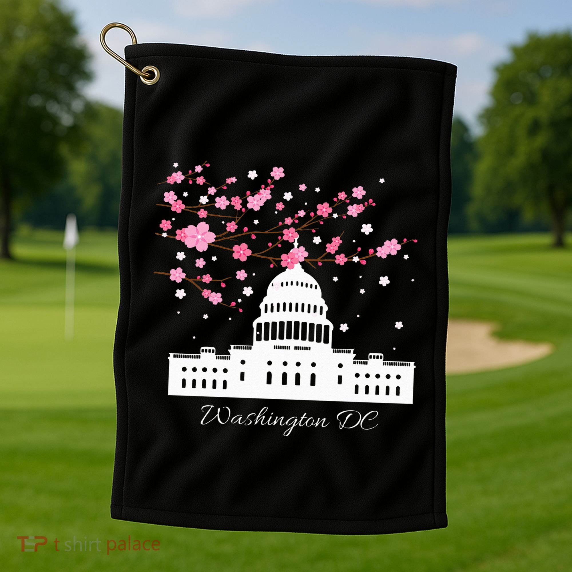 Washington Dc Capitol Building Cherry Blossoms Golf Towel