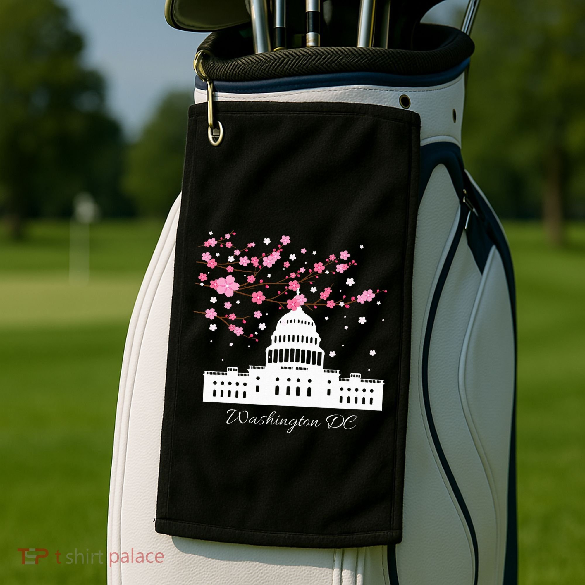 Washington Dc Capitol Building Cherry Blossoms Golf Towel
