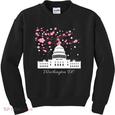 Washington Dc Capitol Building Cherry Blossoms Kids Sweatshirt