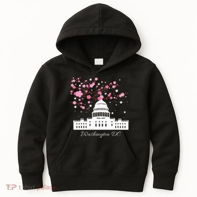 Washington Dc Capitol Building Cherry Blossoms Kids Hoodie
