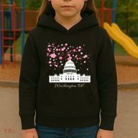 Washington Dc Capitol Building Cherry Blossoms Kids Hoodie thumb 3