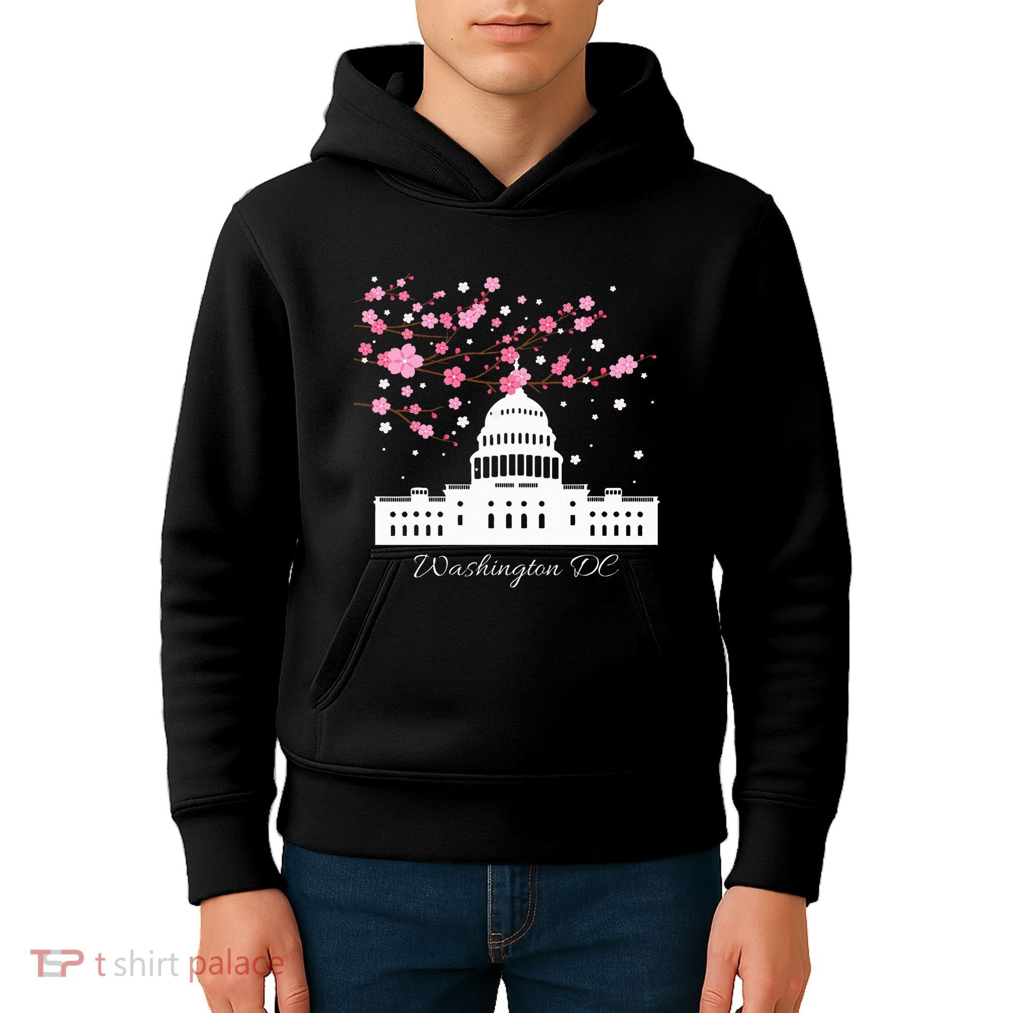 Washington Dc Capitol Building Cherry Blossoms Kids Hoodie