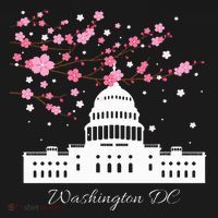 Washington Dc Capitol Building Cherry Blossoms Kids Hoodie thumb 5