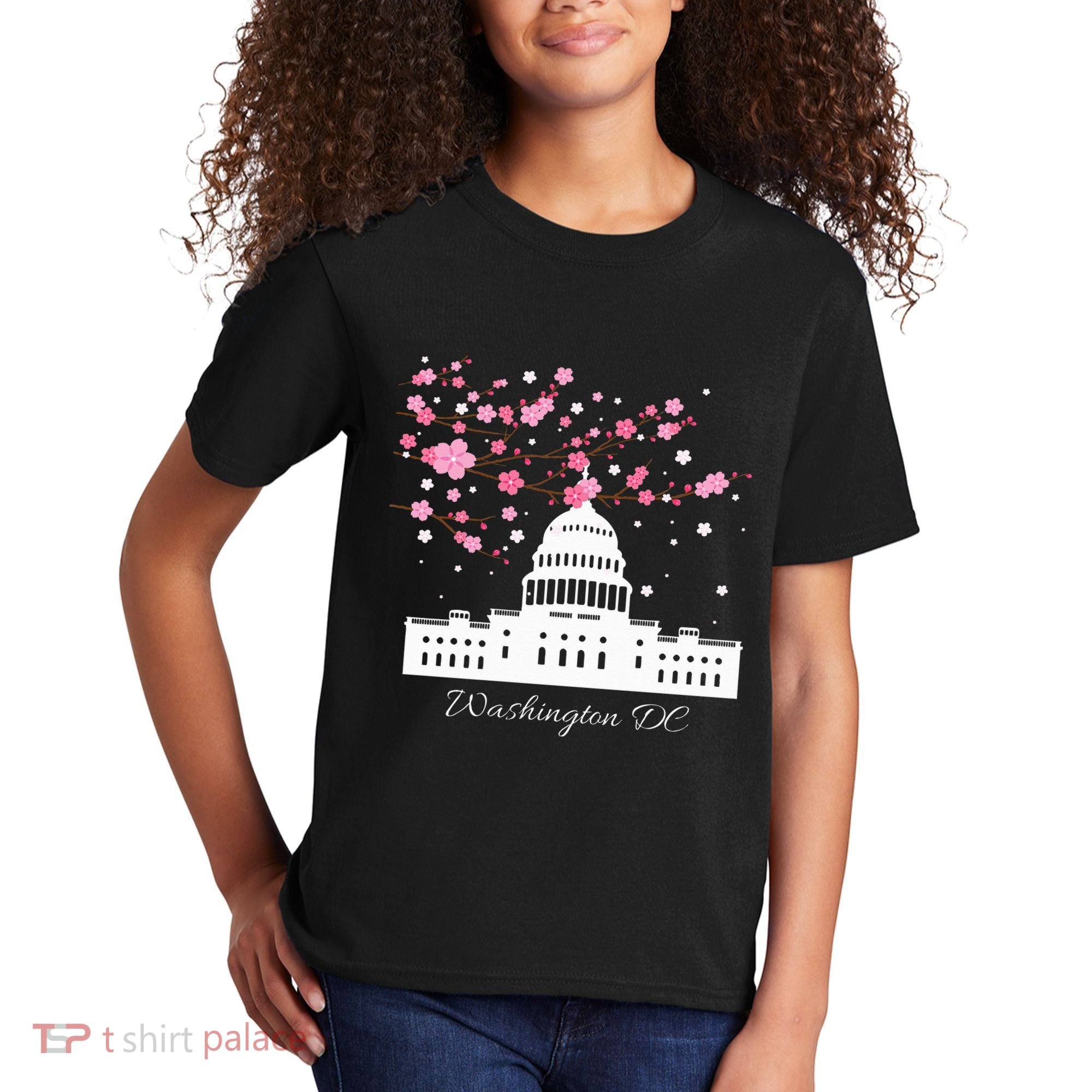 Washington Dc Capitol Building Cherry Blossoms Kids T-Shirt