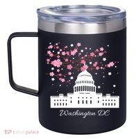 Washington DC Capitol Building Cherry Blossoms TShirt 12oz Stainless Steel Coffee Mug thumb 2