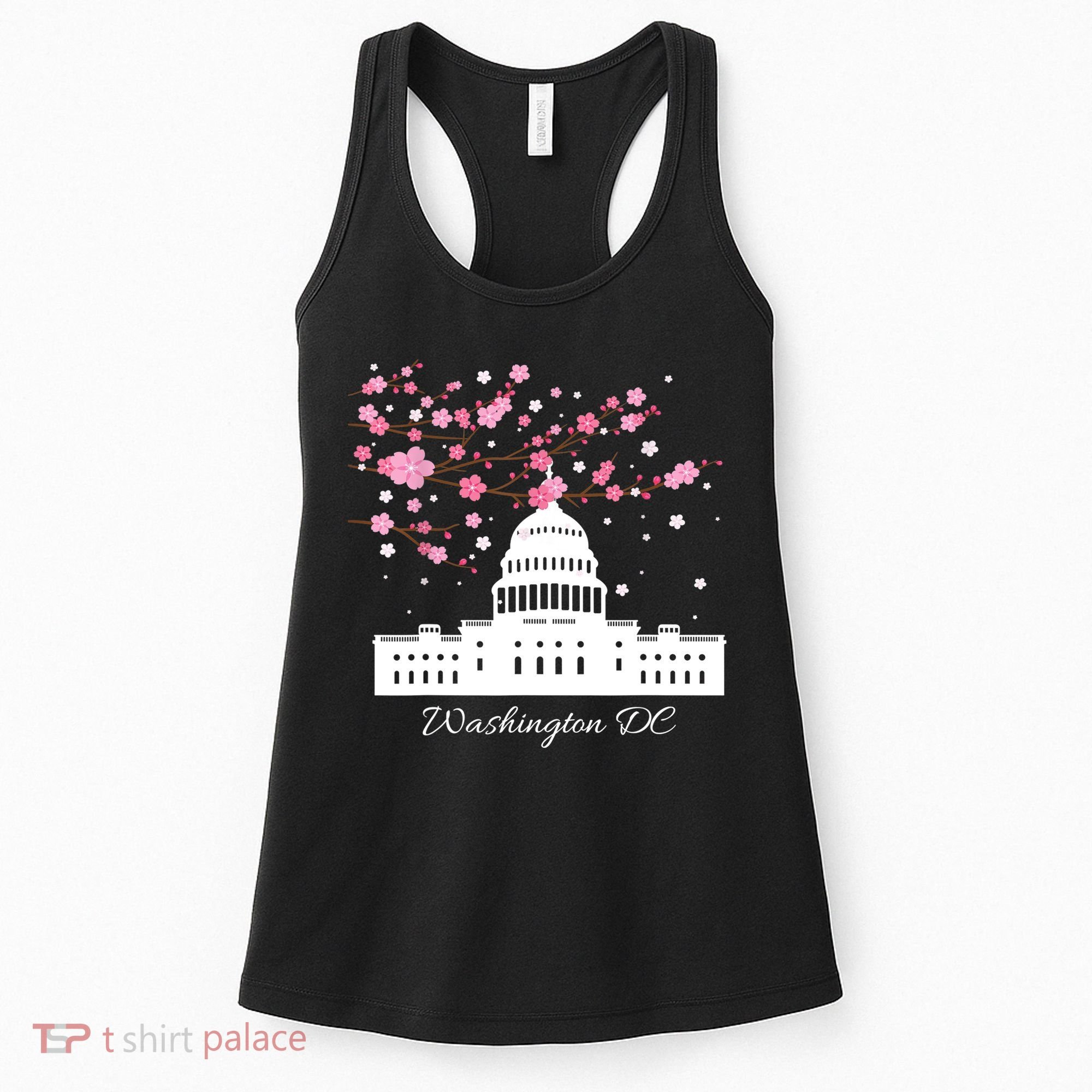 Washington DC Capitol Building Cherry Blossoms TShirt Women's Tank Top