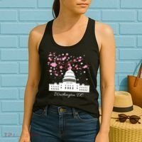 Washington DC Capitol Building Cherry Blossoms TShirt Women's Tank Top thumb 2