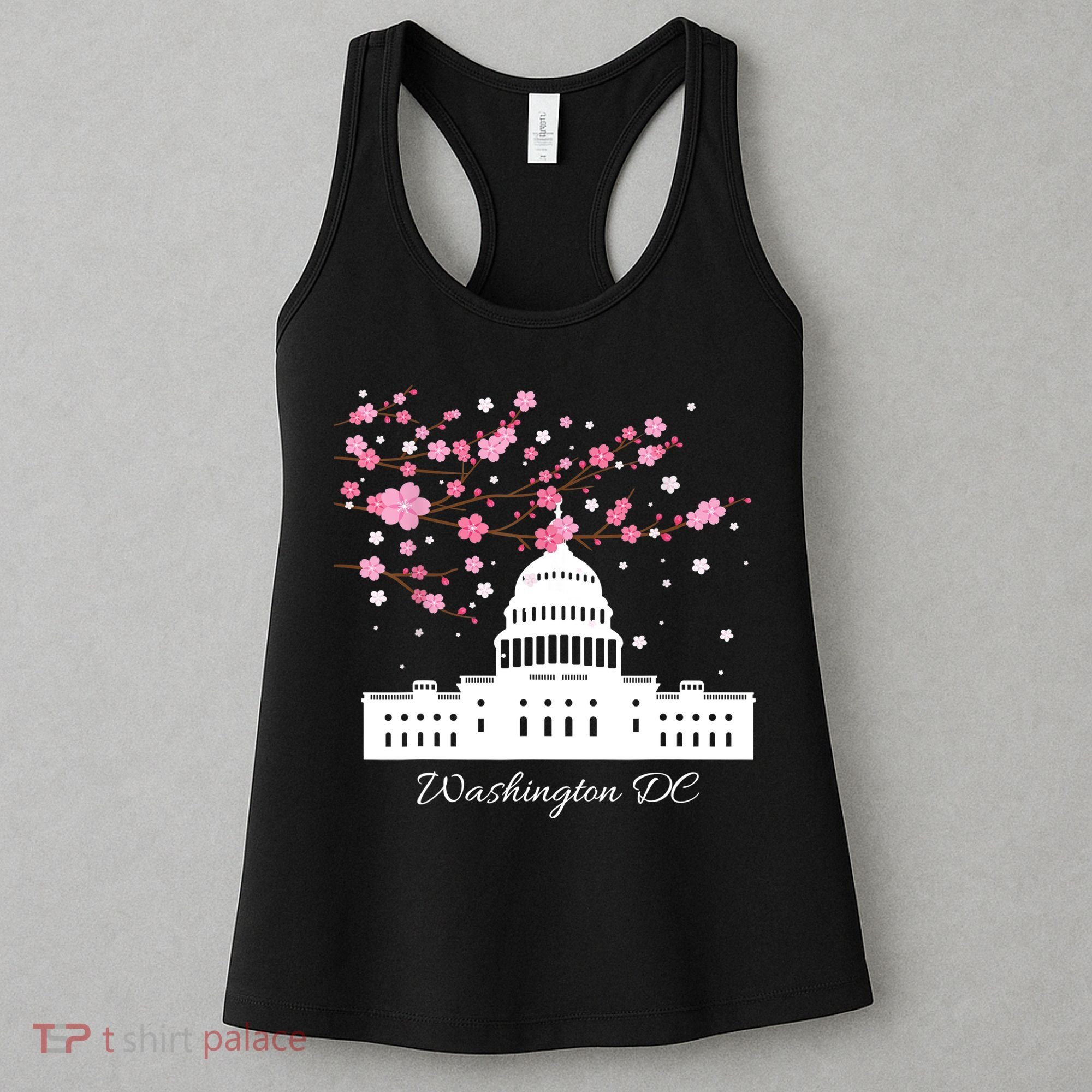 Washington DC Capitol Building Cherry Blossoms TShirt Women's Tank Top