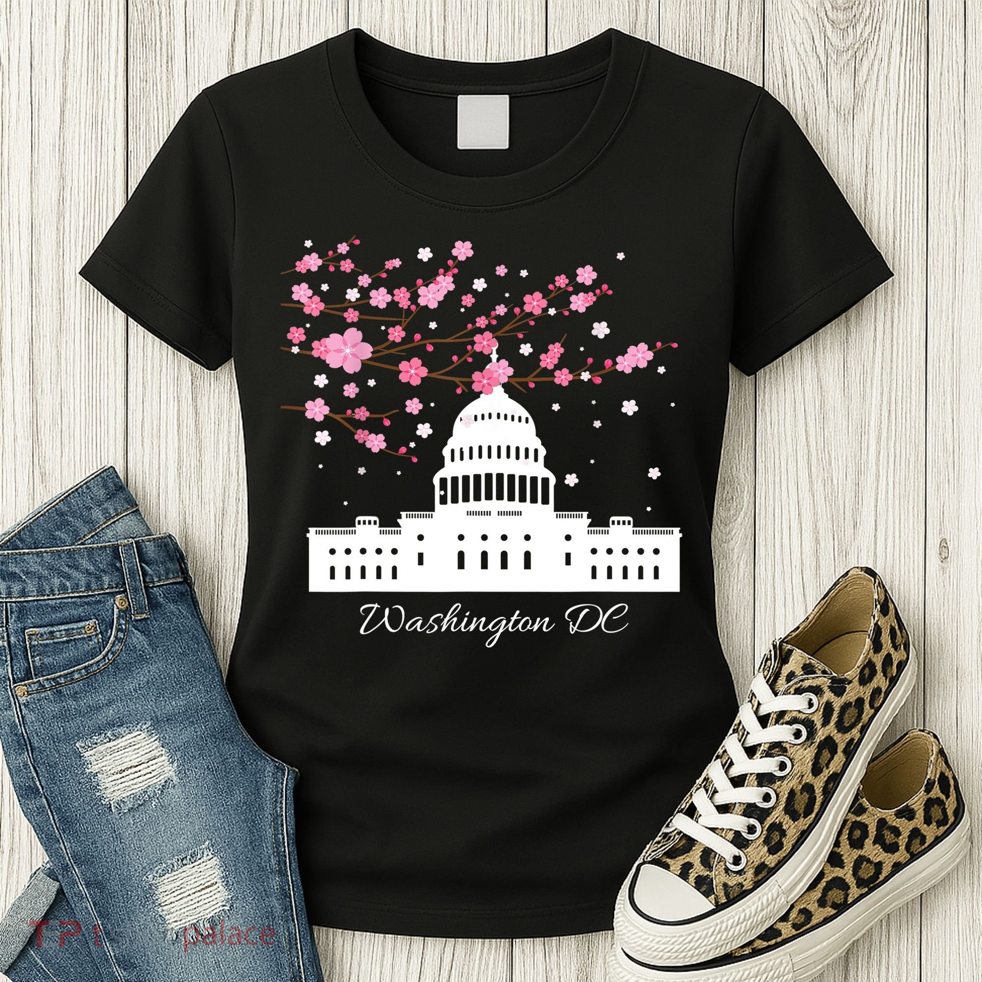 Washington DC Capitol Building Cherry Blossoms TShirt Women's T-Shirt