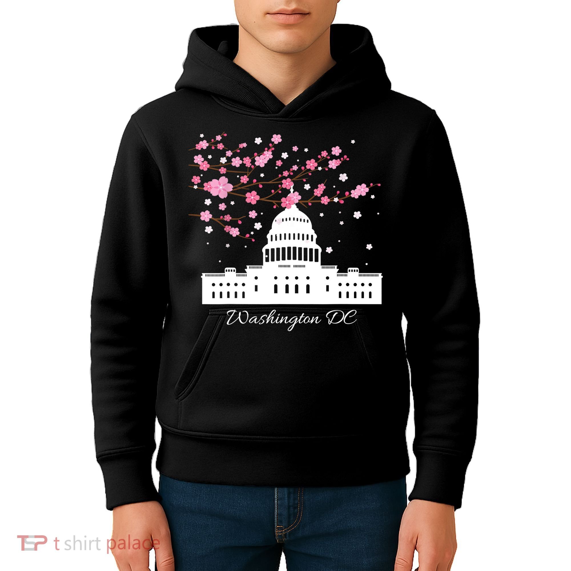 Washington DC Capitol Building Cherry Blossoms TShirt Kids Hoodie