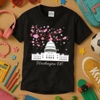 Washington DC Capitol Building Cherry Blossoms TShirt Kids T-Shirt thumb 3