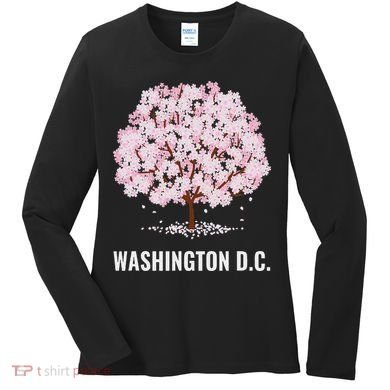 Washington Dc Cherry Blossom Tree Bloom Festival Women's Long Sleeve Shirt