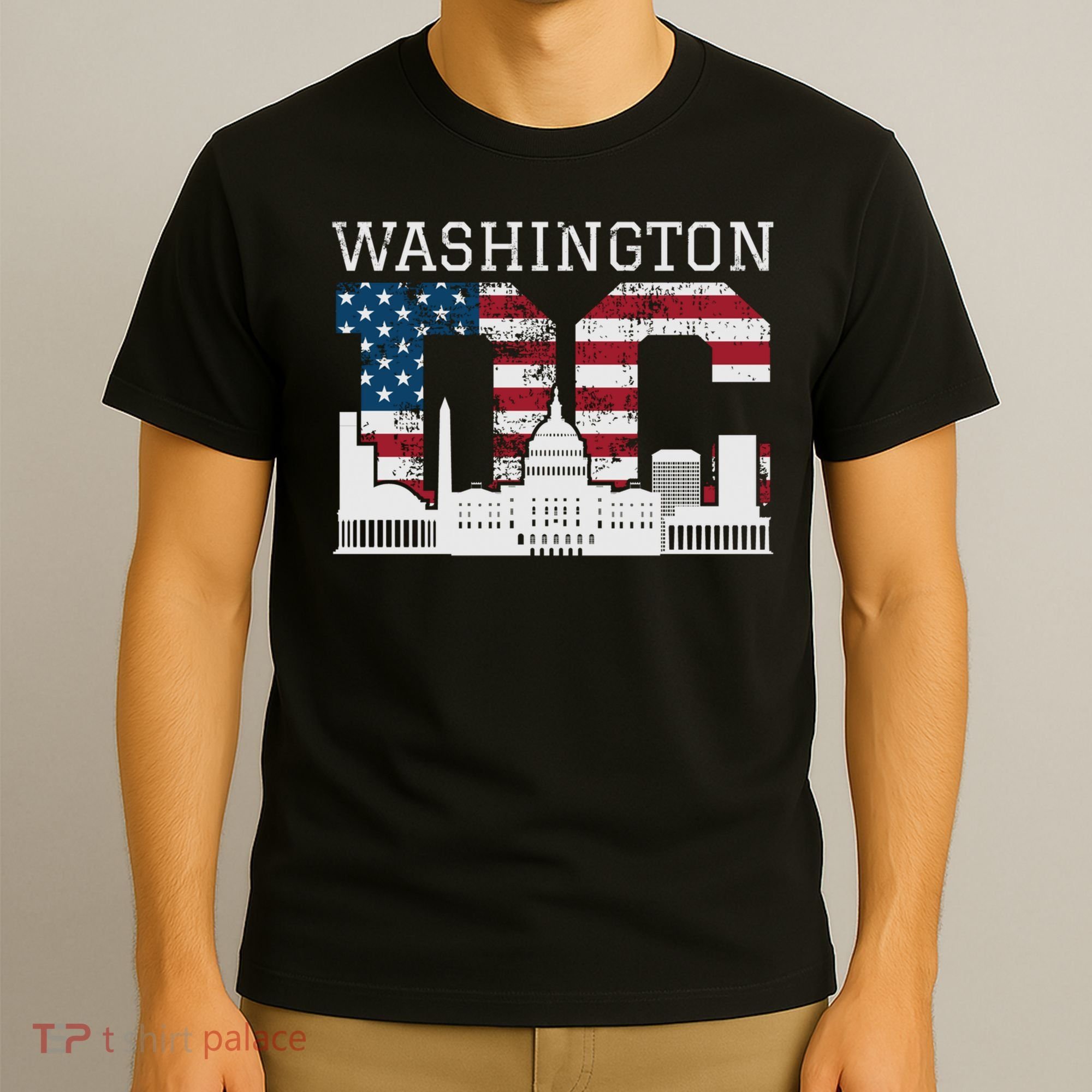 Washington Dc Capitol Hill Usa Flag Souvenir Great Gift T-Shirt