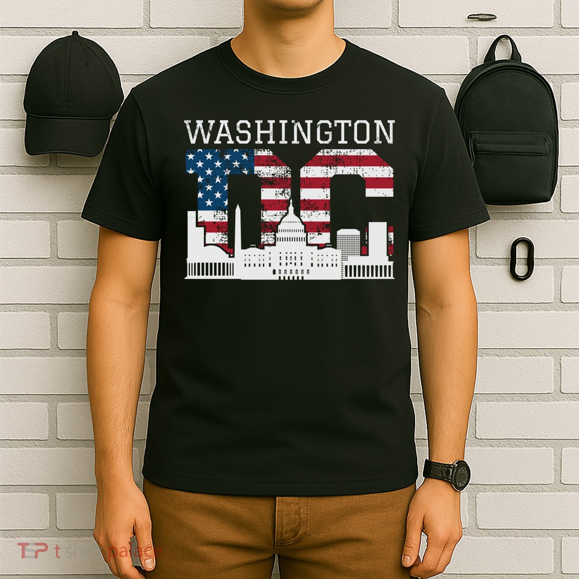 Washington Dc Capitol Hill Usa Flag Souvenir Great Gift T-Shirt