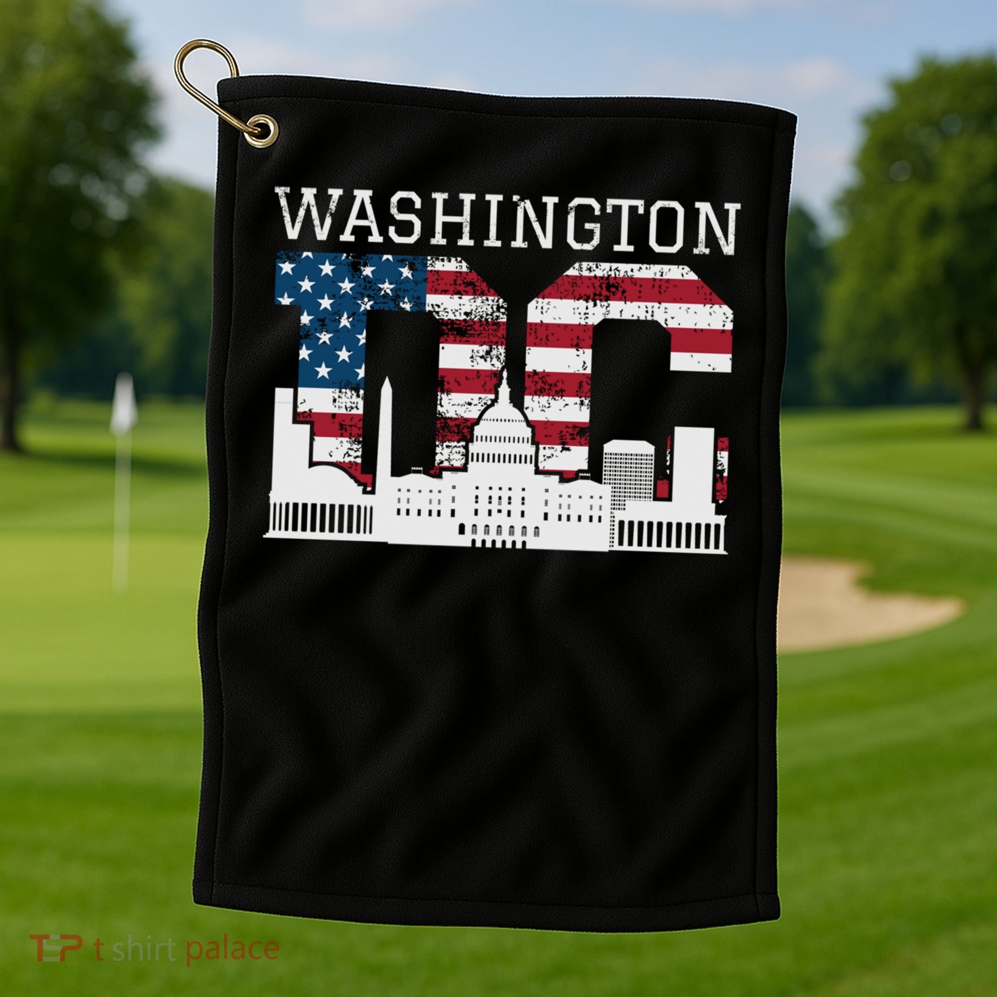 Washington Dc Capitol Hill Usa Flag Souvenir Great Gift Golf Towel