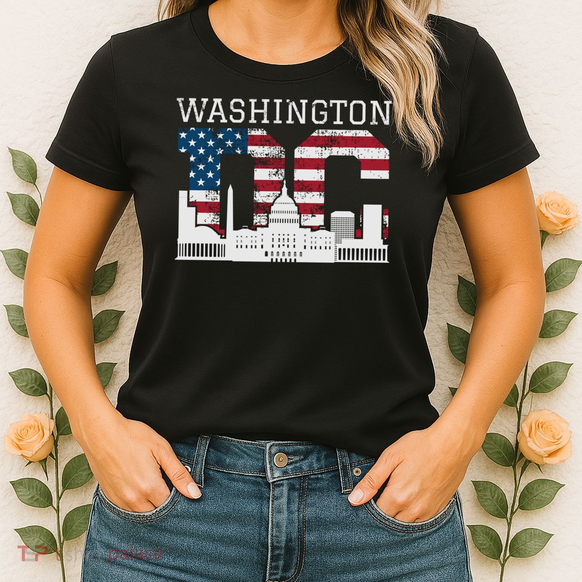 Washington Dc Capitol Hill Usa Flag Souvenir Great Gift Women's T-Shirt