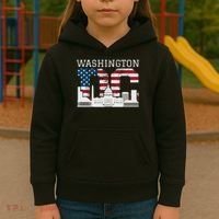 Washington Dc Capitol Hill Usa Flag Souvenir Great Gift Kids Hoodie thumb 3
