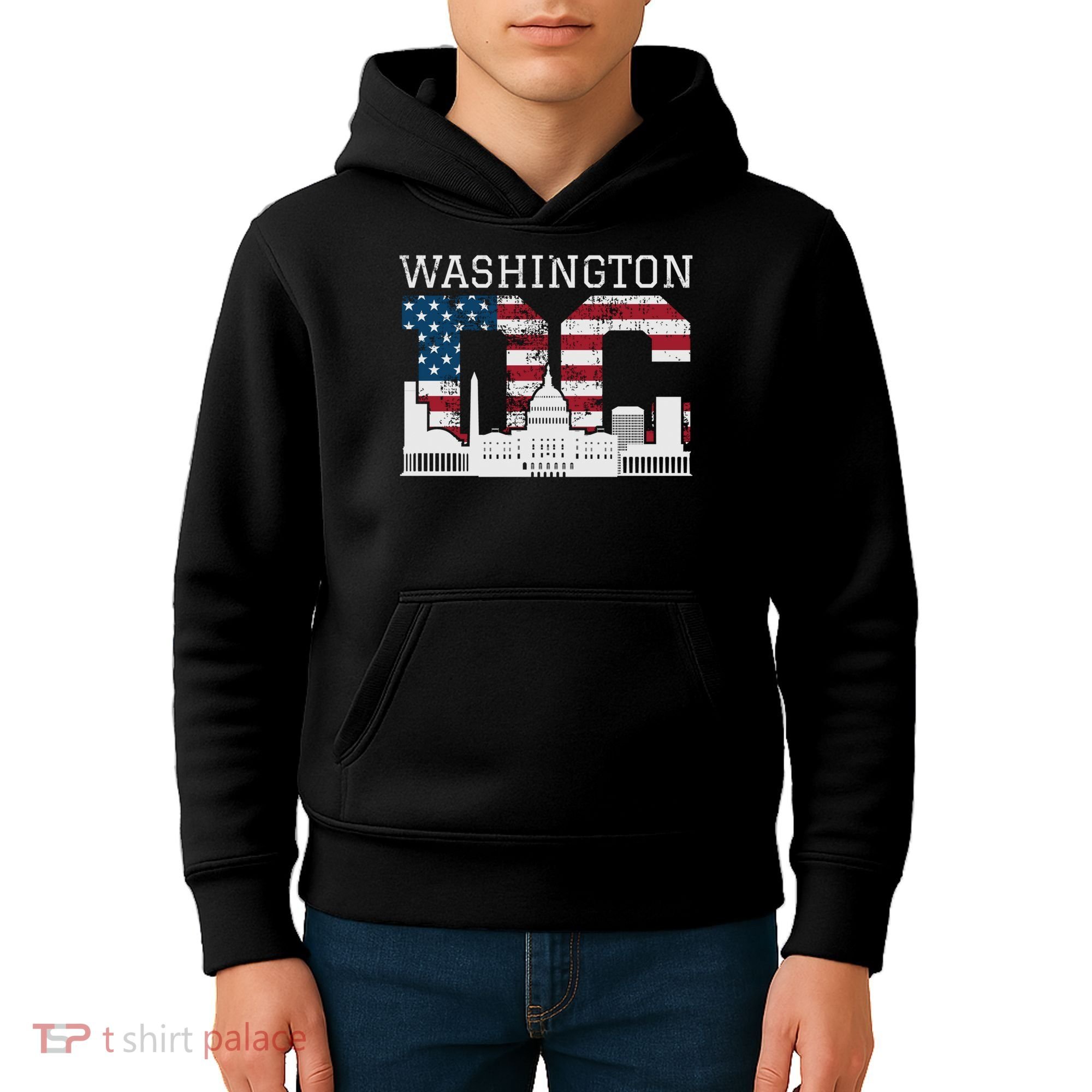 Washington Dc Capitol Hill Usa Flag Souvenir Great Gift Kids Hoodie