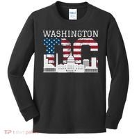 Washington Dc Capitol Hill Usa Flag Souvenir Great Gift Kids Long Sleeve Shirt thumb 0