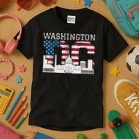Washington Dc Capitol Hill Usa Flag Souvenir Great Gift Kids T-Shirt thumb 3