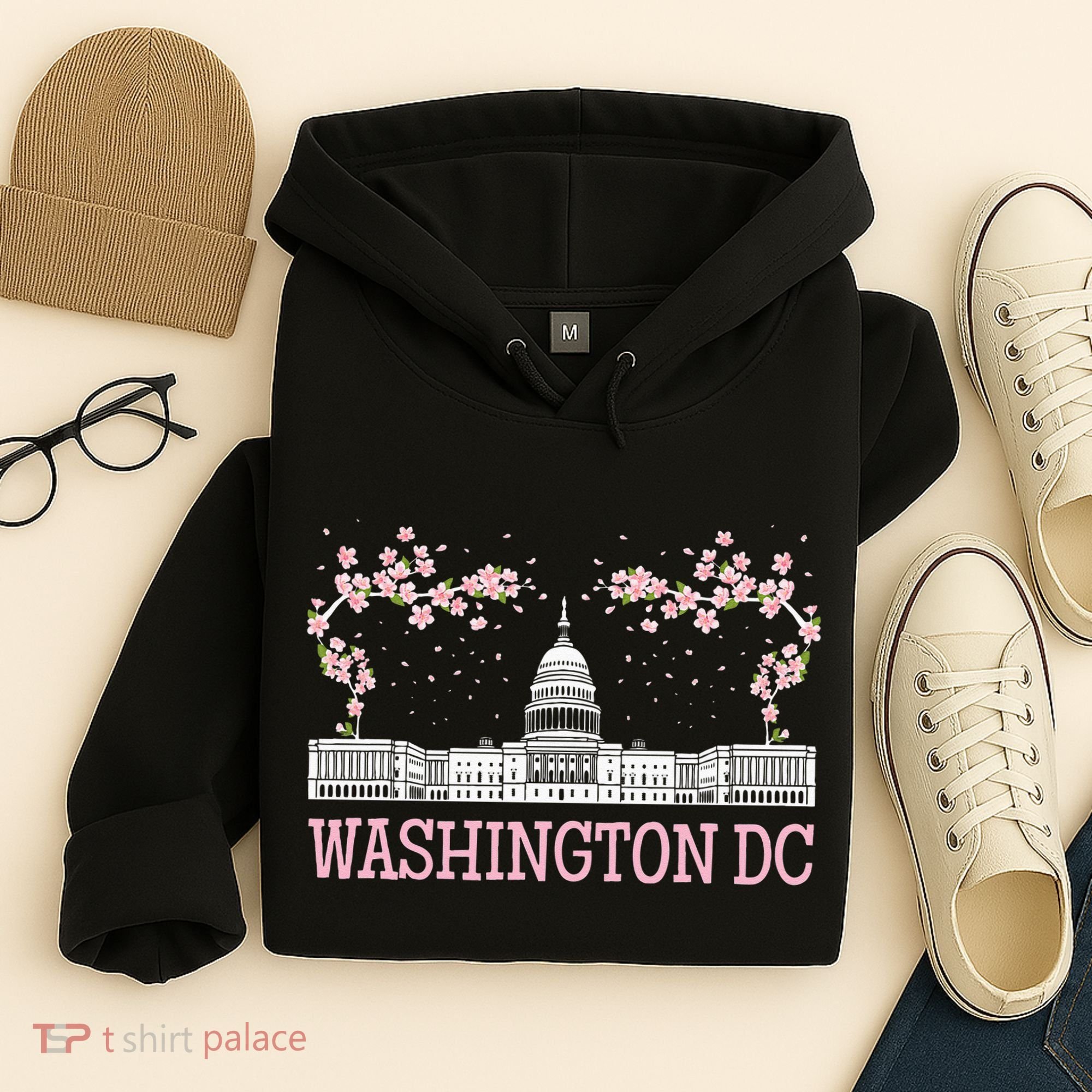 Washington DC Cherry Blossom Monument Hoodie