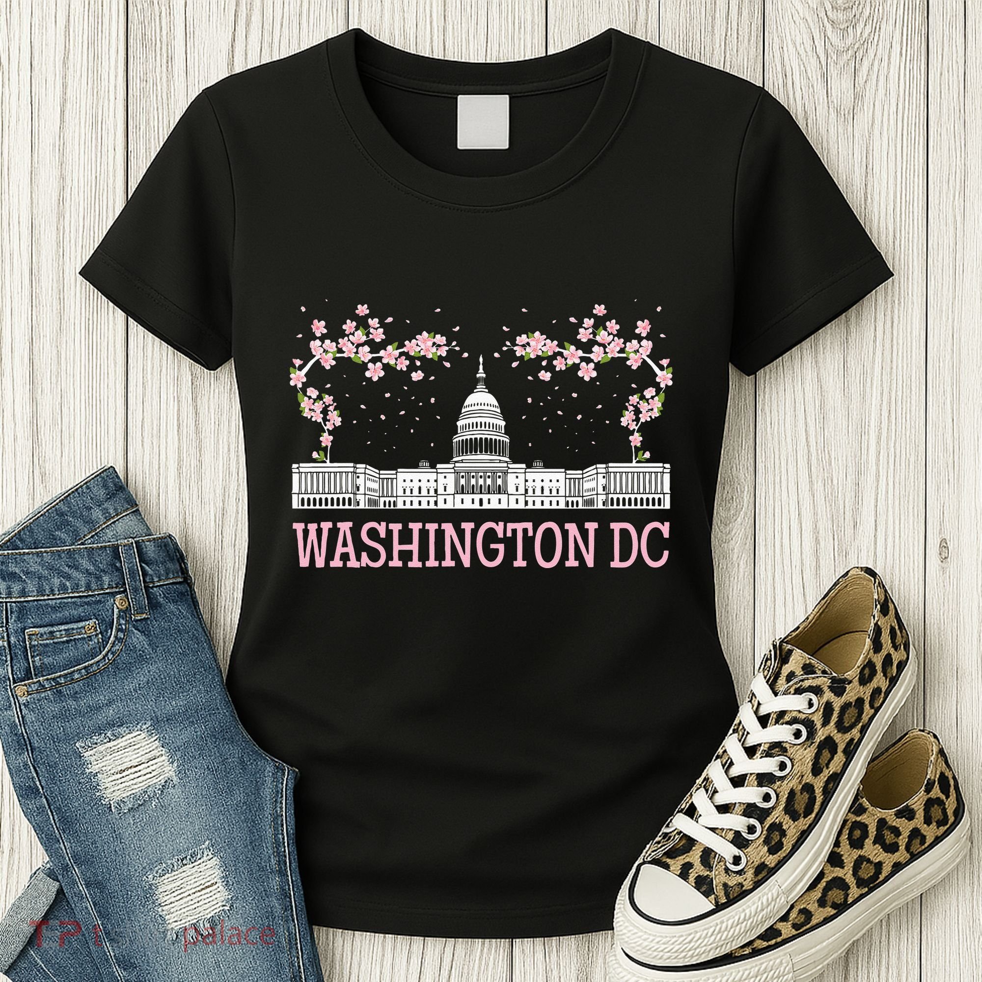 Washington DC Cherry Blossom Monument Women's T-Shirt