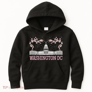Washington DC Cherry Blossom Monument Kids Hoodie
