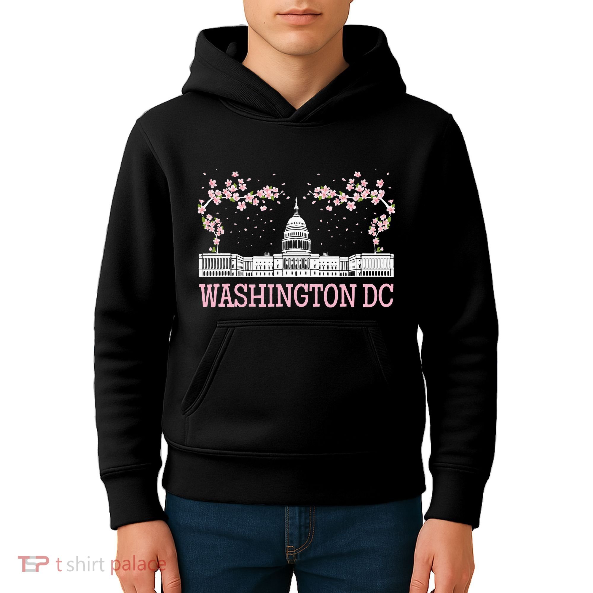 Washington DC Cherry Blossom Monument Kids Hoodie